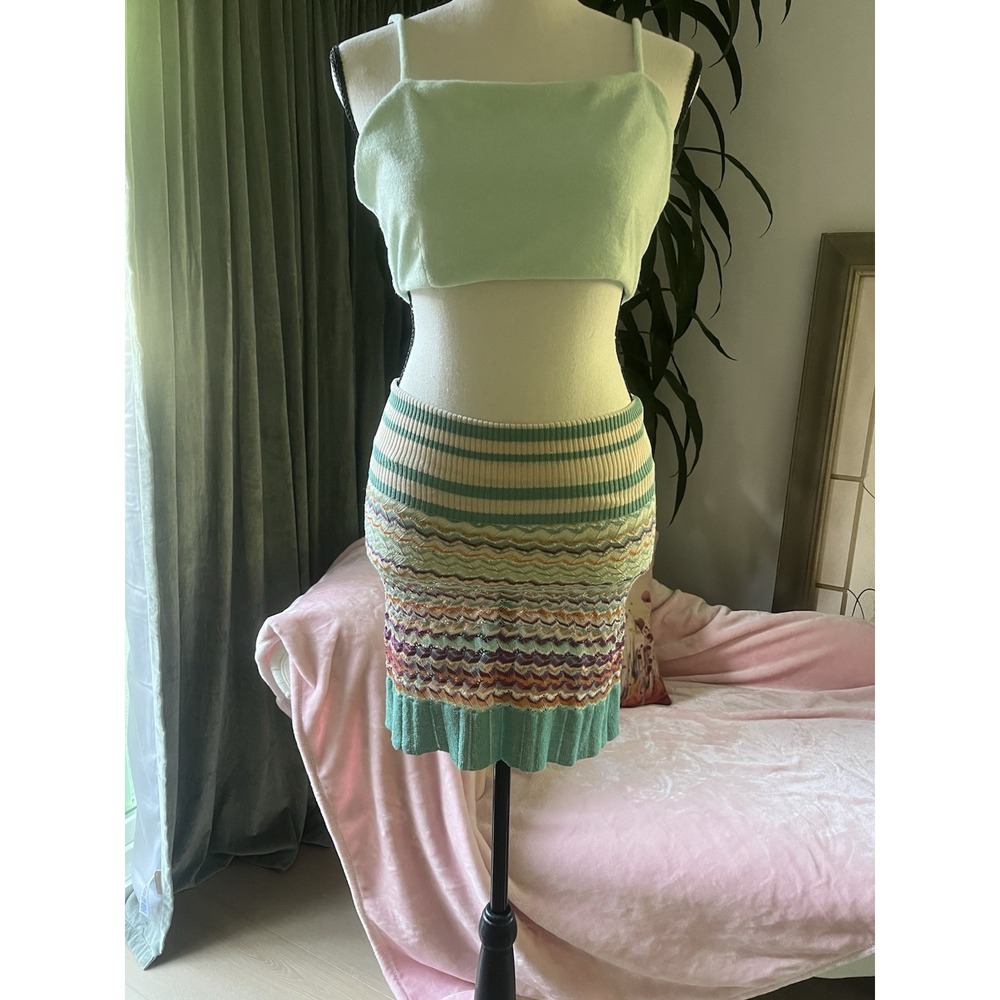 Missoni M Knit CONVERTIBLE Top Skirt Dress Zigzag Chevron Teal Purple Sz 2 IT 38 - Picture 7 of 16
